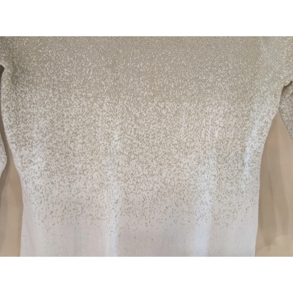 Ruby Rd. Petite Women's Metallic Knit Ombre Sweater PM Cream/Gold - Picture 3 of 9